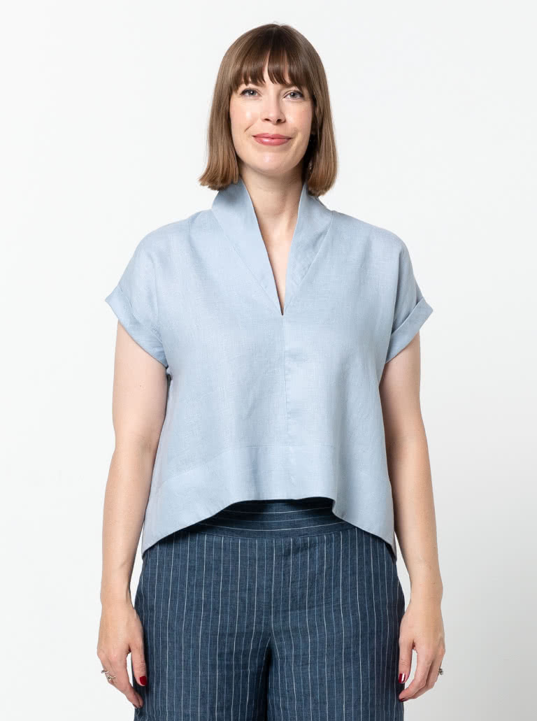 Teddy Designer Top Sewing Pattern By Style Arc - Swing back top with flattering collar and hem facings.