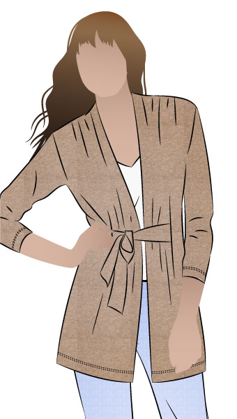 Terry Tie Cardi By Style Arc - Knit tie front cardigan with tucked shoulder detail
