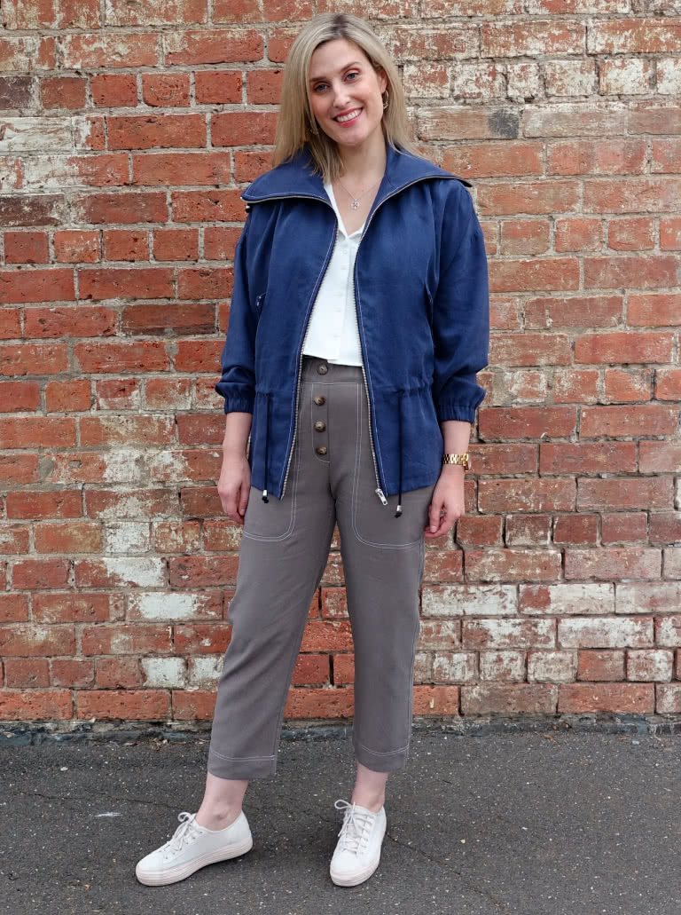 Texas Pant By Style Arc - Elastic waist pant with pockets and faux fly.