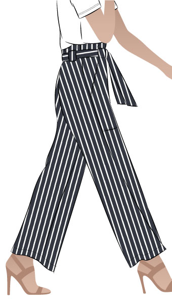 Thea Pant By Style Arc - "Paper bag" elastic waist pant with patch pockets and a wide leg.