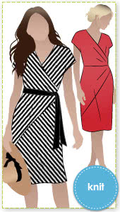 Tia Knit Wrap Dress Sewing Pattern By Style Arc - Slip on wrap dress with a difference