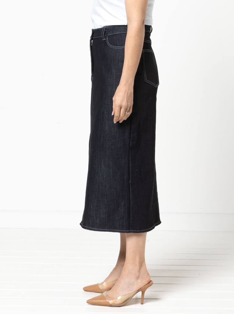 Tommie Jeans Skirt By Style Arc - Traditional calf length jeans skirt with front split.