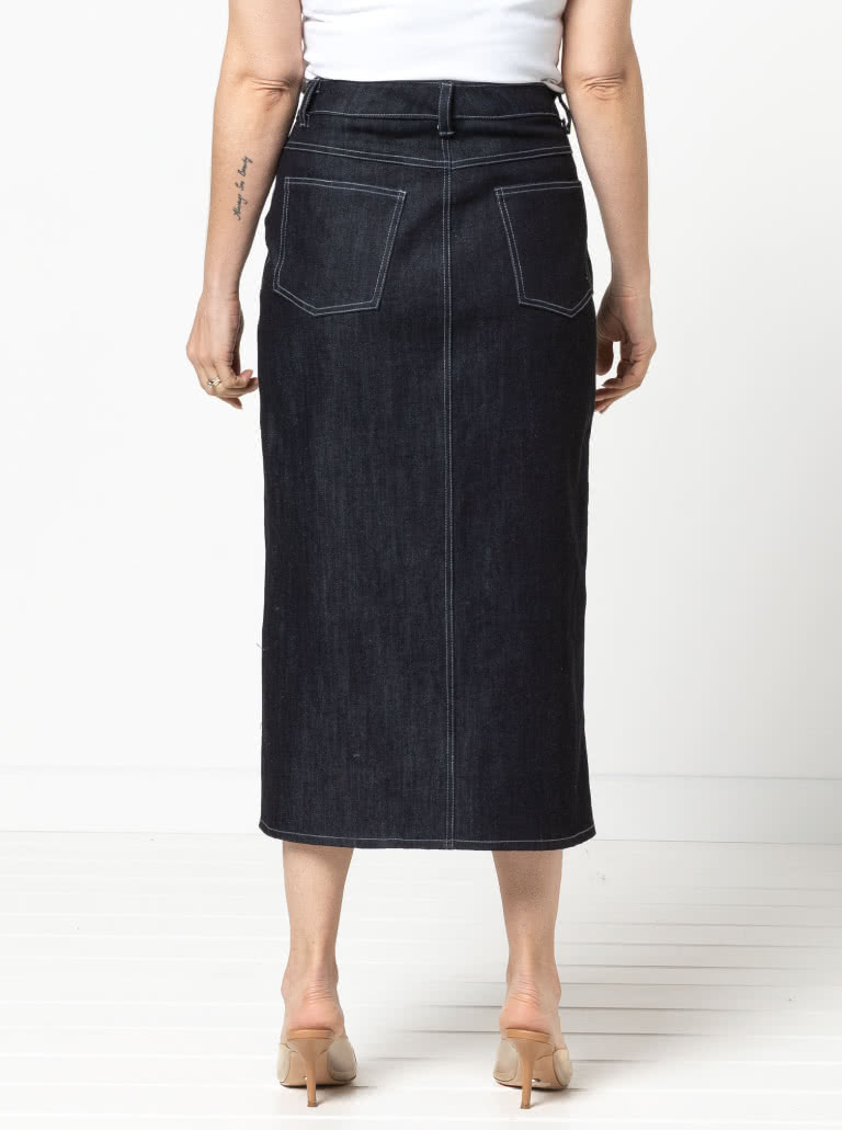 Tommie Jeans Skirt By Style Arc - Traditional calf length jeans skirt with front split.