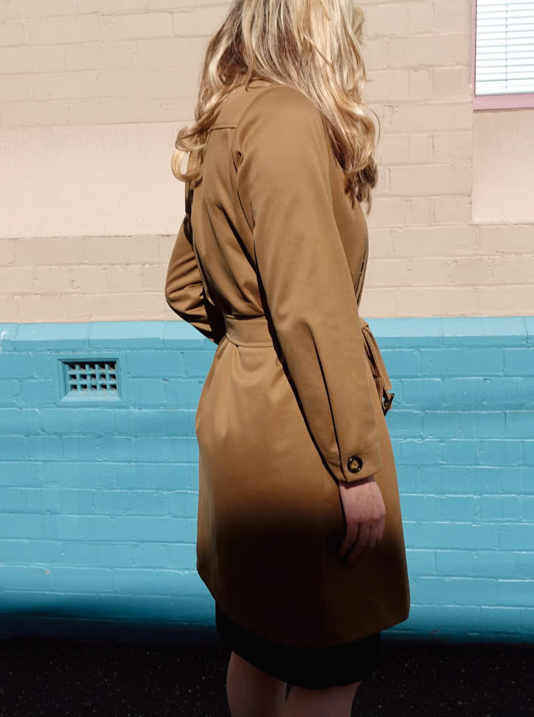 Tracy Trench Coat By Style Arc - Casual classic double-breasted unlined trench coat featuring welted pockets chest flap and belt.