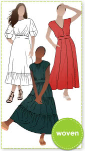 Trinnie Extension Pack By Style Arc - You will need the original Trinnie Woven Dress pattern to use this extension pack. The extension pack includes 2 new bodices, skirts and sleeves.