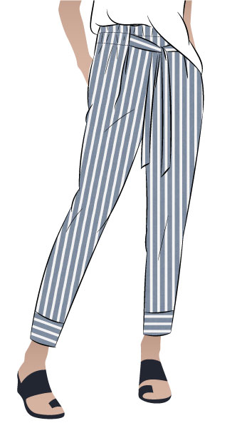 Tully Pant By Style Arc - 7/8th slim leg elastic "paper bag" waist pant.