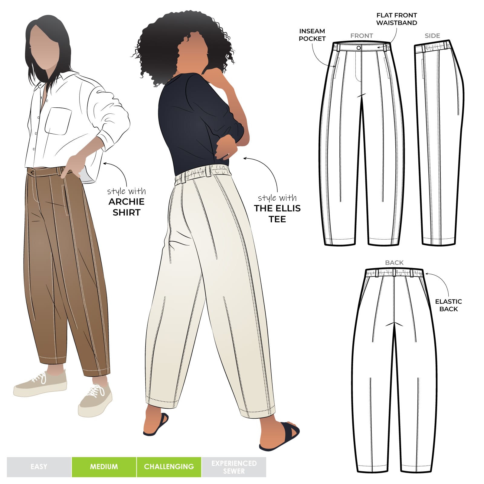 Twig Woven Pant Twig Woven Pant by Style Arc - Barrel leg, high-waisted jeans with fly front and inseam pockets