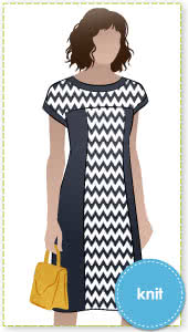 Twiggy Knit Dress By Style Arc - Slip on fitted knit dress with a boat neck and extended shoulder line.