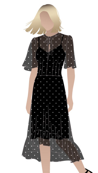 Valentina Dress By Style Arc - Mid-length feminine dress with a bias cut slip pattern.