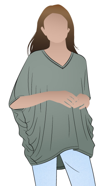 Venn Knit Tunic Top By Style Arc - Draped top with "V" neck, high-low hemline and extended shoulder line.