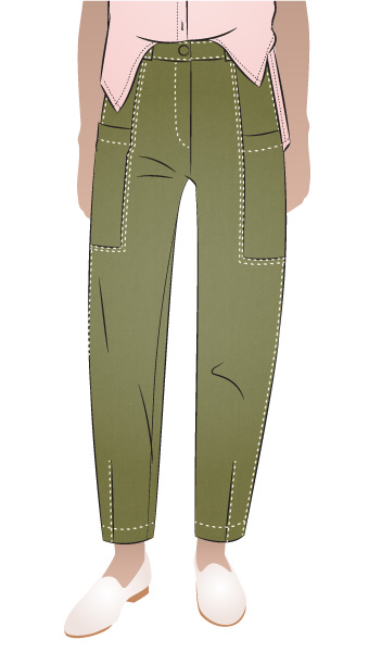 Victor Woven Jean By Style Arc - A new jean shape that sits high on the waist with patch pockets set into the design lines.