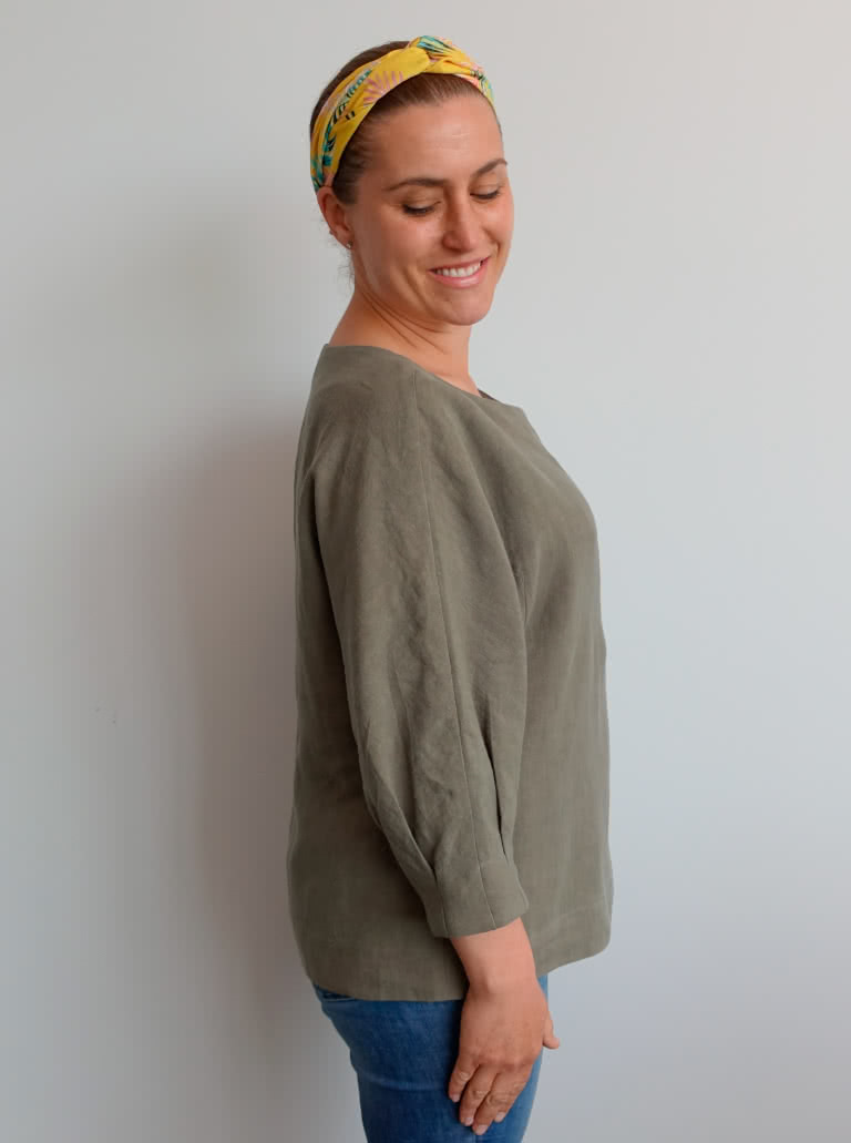 Wilma Woven Top By Style Arc - Square shaped slip on top featuring a gusseted dolman sleeve.