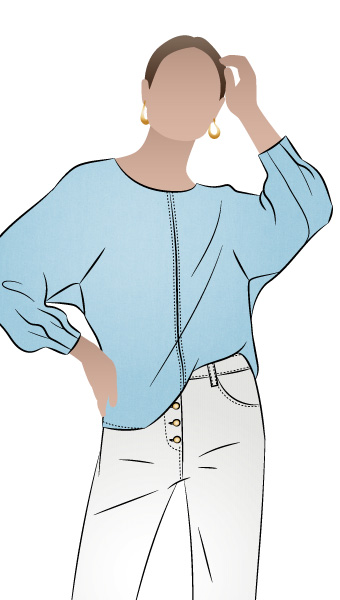 Wilma Woven Top By Style Arc - Square shaped slip on top featuring a gusseted dolman sleeve.
