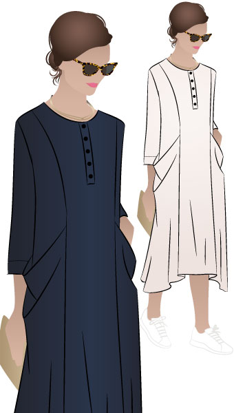 Winsome Designer Dress By Style Arc - Designer dress with a flattering drawstring back waistline and draped pockets.