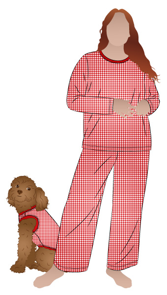 Womens Knit PJs and Doggy Vest Bundle By Style Arc - Traditional women's knit pyjama pattern plus a cozy pull-on knit dog vest layered pattern in sizes XS-XL (see Description for breed size guide).