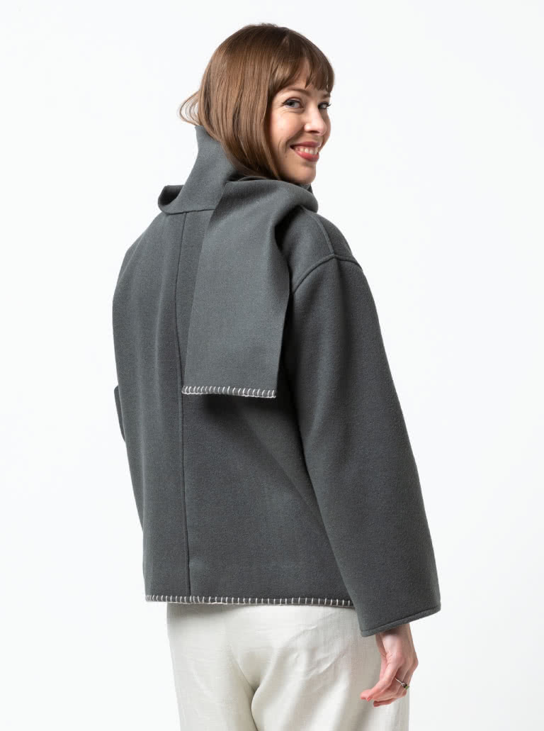 Wren Jacket By Style Arc - Square shaped jacket & scarf with blanket stitch finish