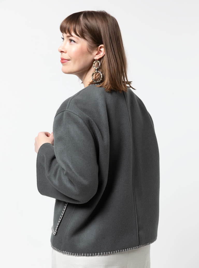 Wren Jacket By Style Arc - Square shaped jacket & scarf with blanket stitch finish