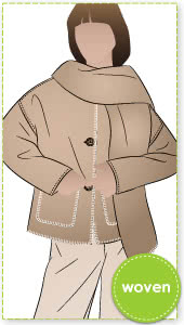 Wren Jacket By Style Arc - Square shaped jacket & scarf with blanket stitch finish