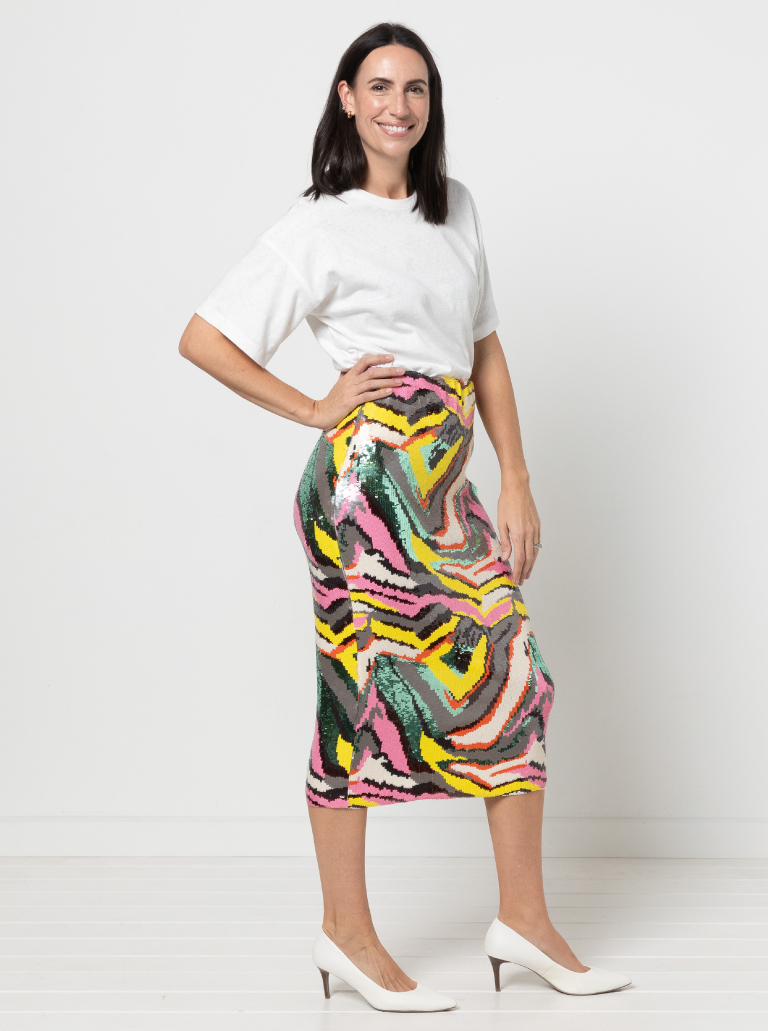 Yoyo Knit Skirt By Style Arc - Pull on pencil skirt with elastic waist