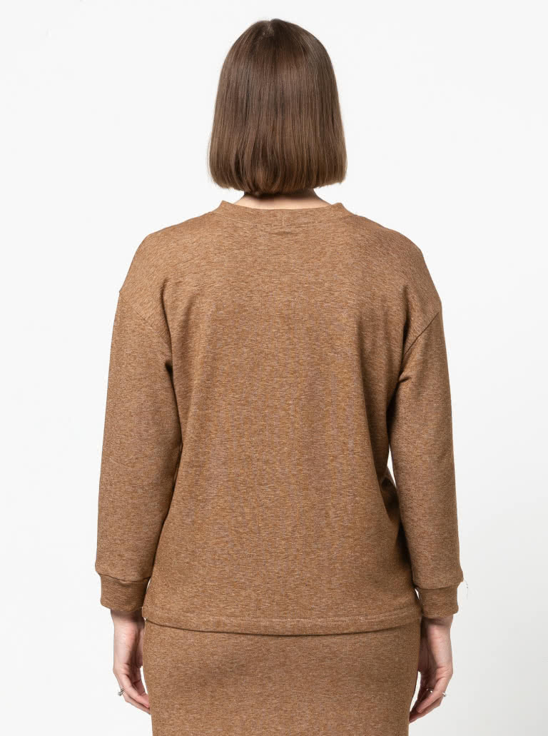 Yoyo Knit Top By Style Arc - Square shaped crew neck long sleeved top.