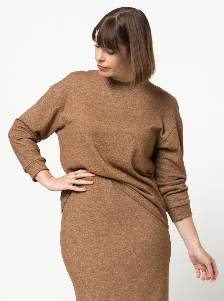 Yoyo Knit Top By Style Arc - Square shaped crew neck long sleeved top.