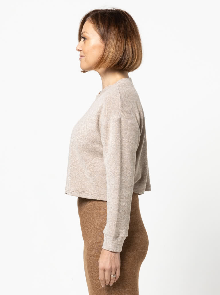 Yoyo Knit Top By Style Arc - Square shaped crew neck long sleeved top.