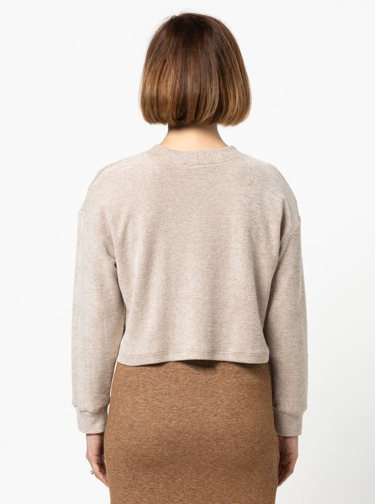 Yoyo Knit Top By Style Arc - Square shaped crew neck long sleeved top.