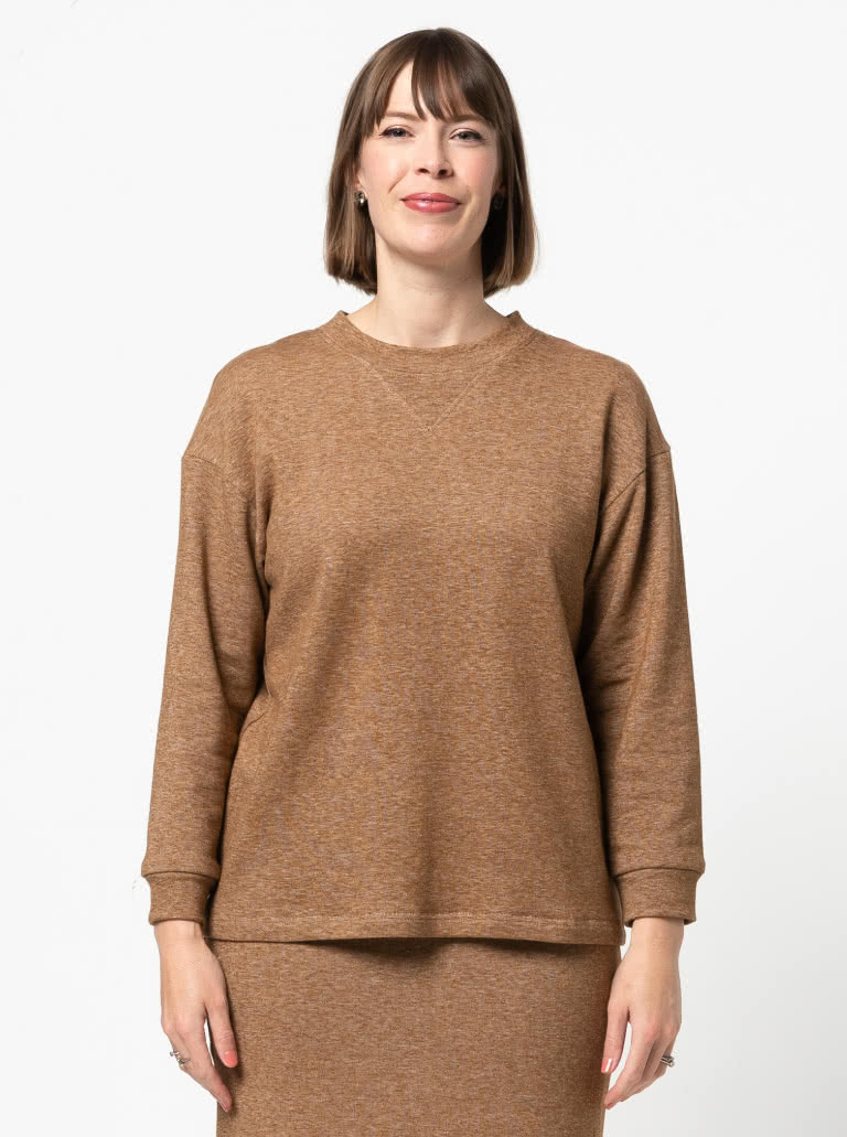 Yoyo Knit Top By Style Arc - Square shaped crew neck long sleeved top.