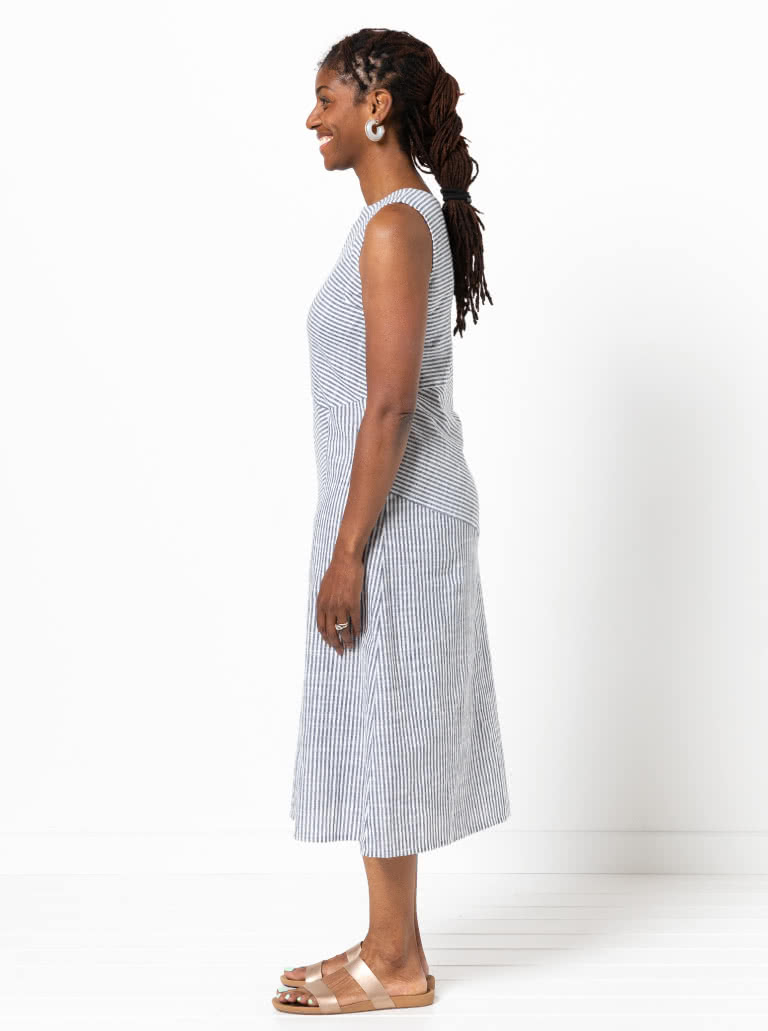 Yvette Woven Dress By Style Arc - "A" line asymmetrical sleeveless panelled dress with the option of a sleeve.