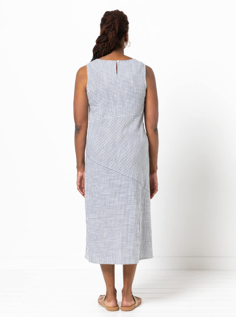 Yvette Woven Dress By Style Arc - "A" line asymmetrical sleeveless panelled dress with the option of a sleeve.