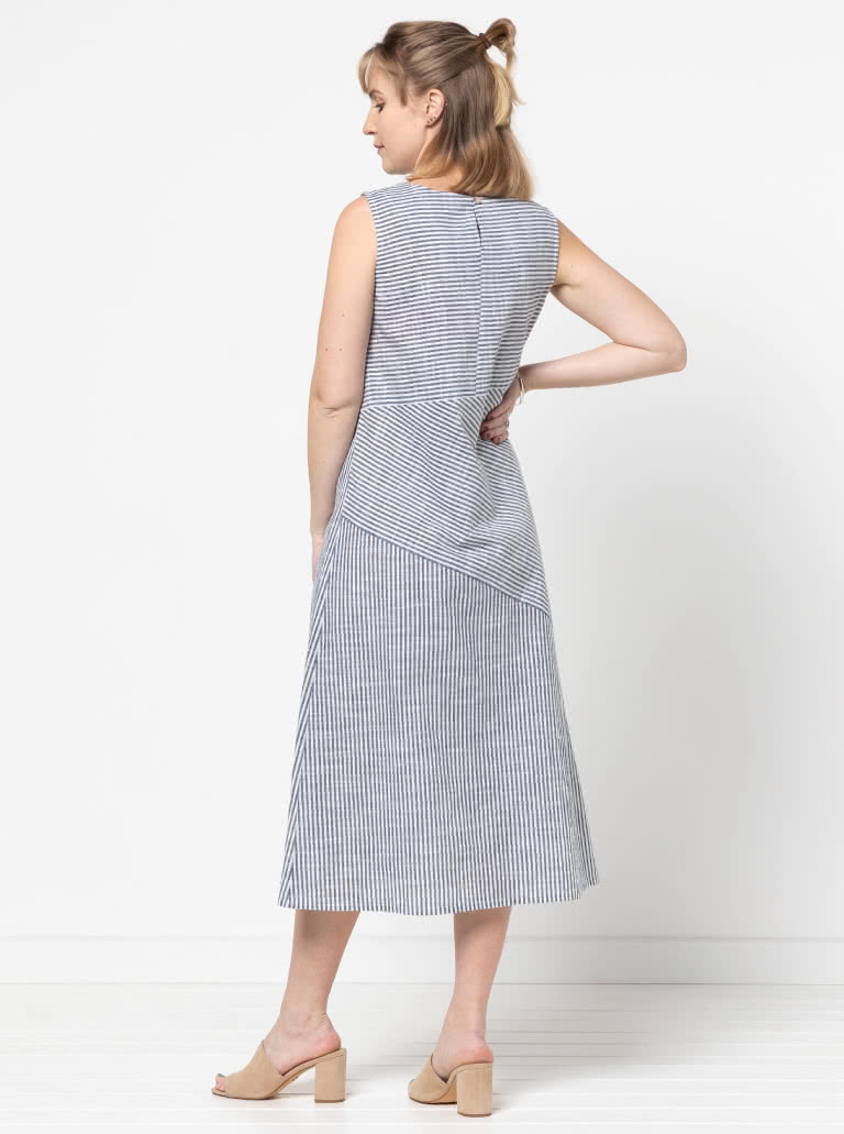 Yvette Woven Dress By Style Arc - "A" line asymmetrical sleeveless panelled dress with the option of a sleeve.