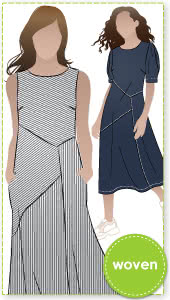 Yvette Woven Dress By Style Arc - "A" line asymmetrical sleeveless panelled dress with the option of a sleeve.