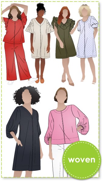 Zalia Top and Dress Extension Pack Bundle By Style Arc - With the Zalia Woven Top and Dress and the Zalia Woven Extension Pack, you'll have endless possibilities for chic sewing projects!