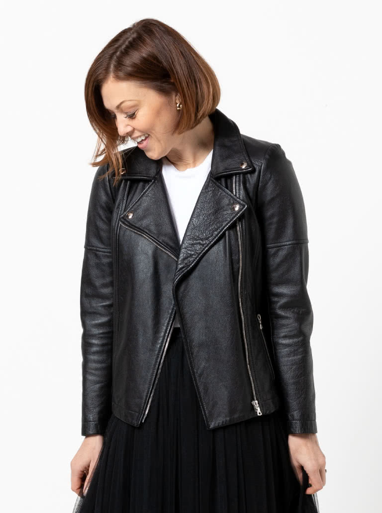 Ziggi Jacket Sewing Pattern By Style Arc - Fabulous fully lined biker jacket with zip features & interesting panelling