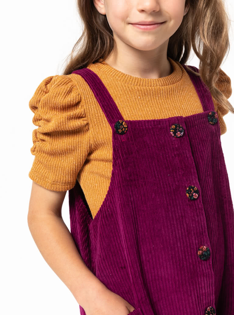 Zoe Kids Pinafore By Style Arc - Slight A-line kids pinafore – wear with a T-shirt for summer or layer with a skivvy and jumper for winter