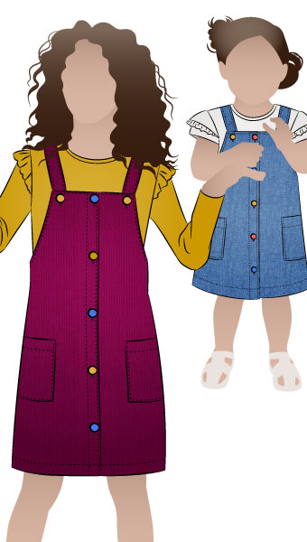 Zoe Kids Pinafore By Style Arc - Slight A-line kids pinafore – wear with a T-shirt for summer or layer with a skivvy and jumper for winter
